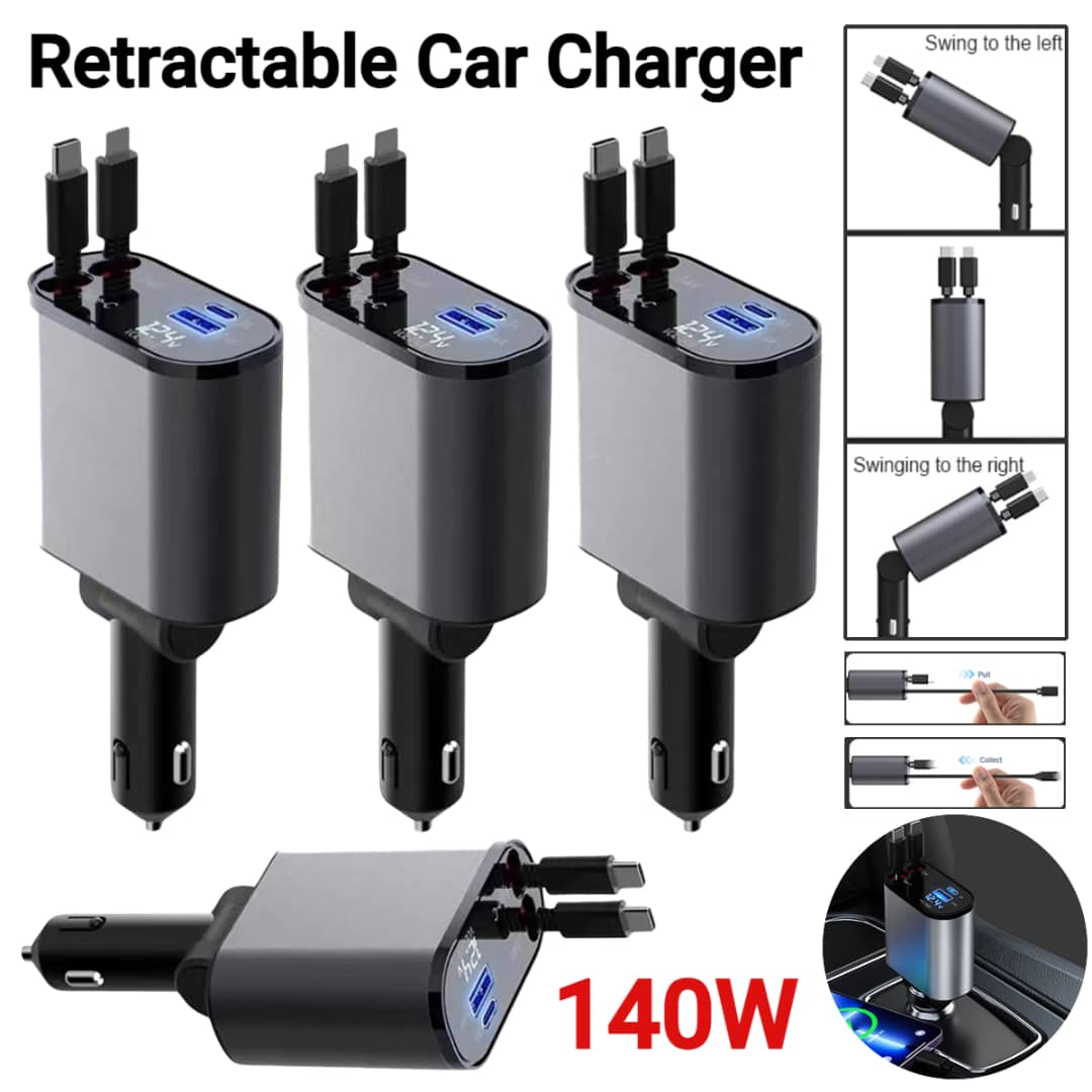 Chargeur Rétractable Rapide 4-en-1 – L'accessoire indispensable pour tous vos trajets !